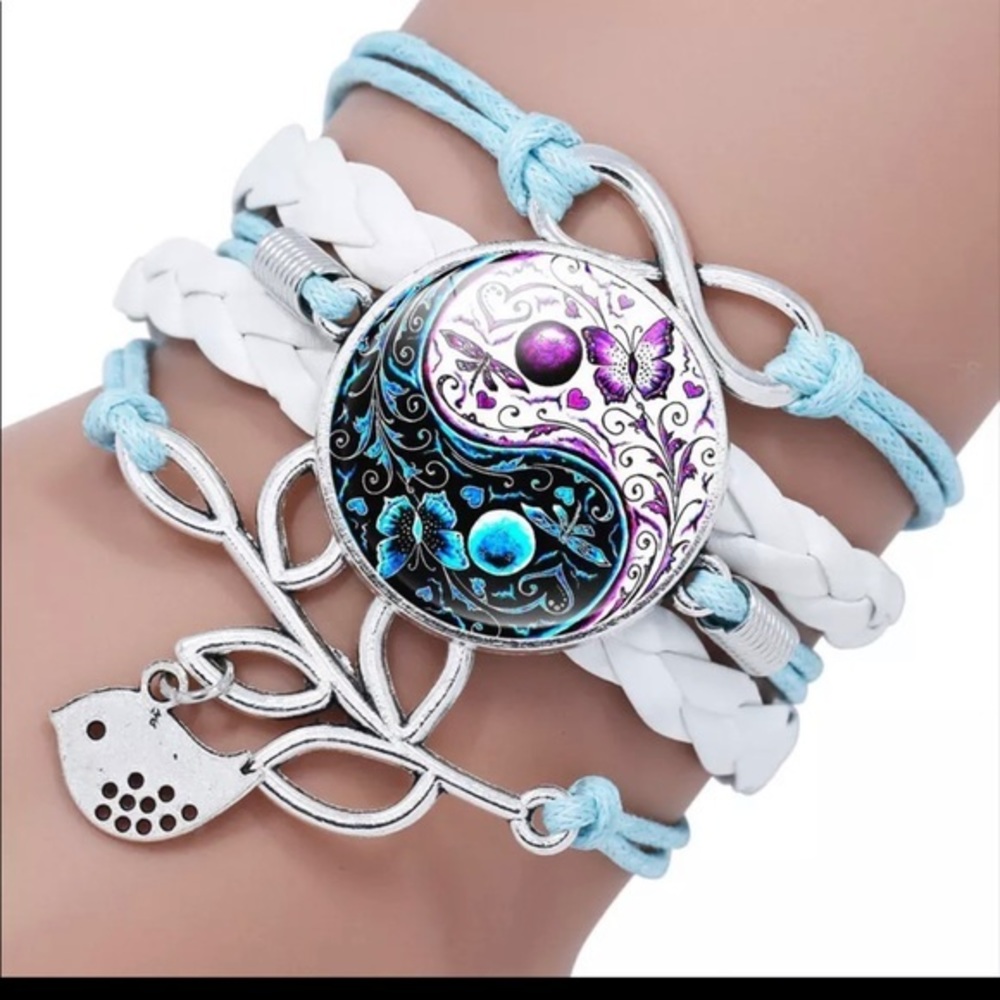New Yin Yang ☯️ Infinity Leather Woven Bracelet - Picture 1 of 2